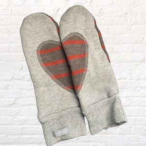 Preloved Toronto Mitts - Grey + Brown w/ Orange stripes Upcycled Material, NWT